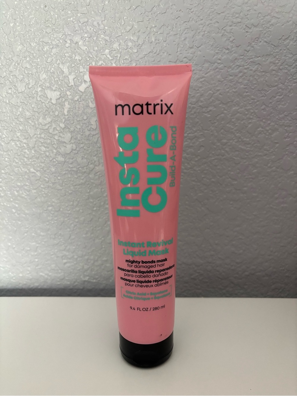 Matix Insta Cure Liquid Hair Mask - Pink with Teal Text